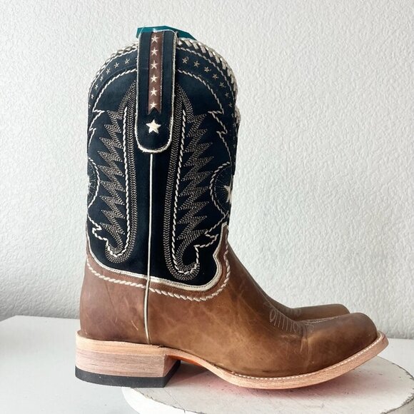 Lane RODEO HOUSTON Mens Cowboy Boots Size 12B Brown Leather Western Blunt Toe - Picture 2 of 14